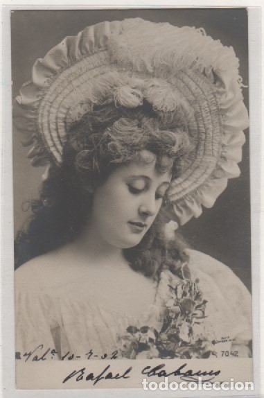 Postais: Postal artista cupletista con sombrero . Reverso sin dividir. Circulada.