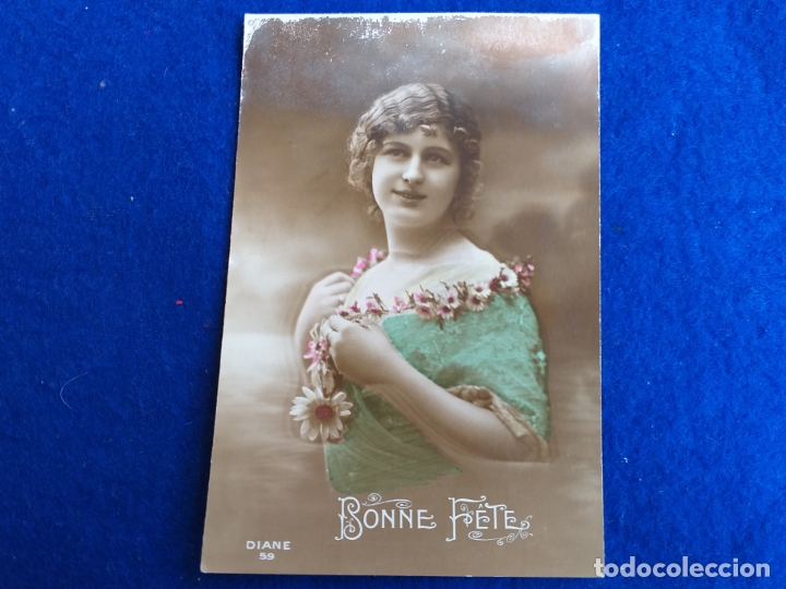 Postais: POSTAL MUJER COLOREADA. BONNE FETE.