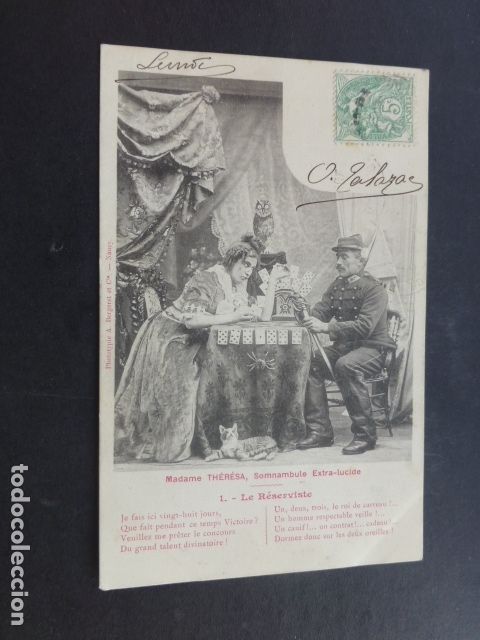 Postales: ADIVINADORA ECHANDO LAS CARTAS A MILITAR POSTAL 1902