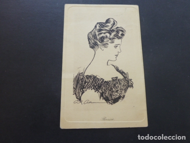 MUJER ELEGANTE POSTAL ILUSTRADA
