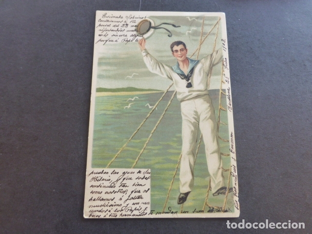 Postales: MARINERO EN BARCO POSTAL 1903 - Foto 1