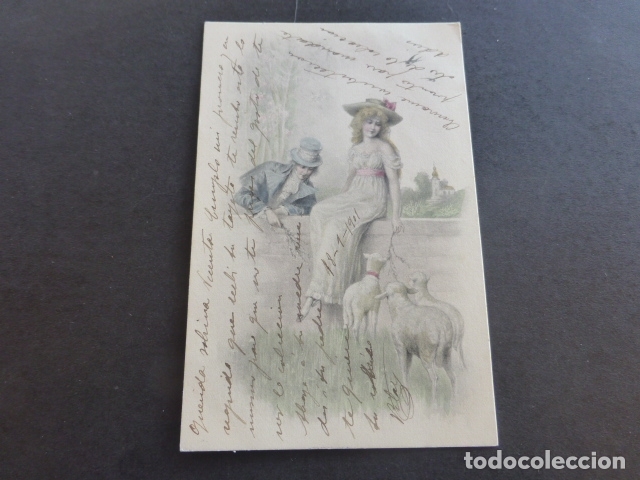 Cartes Postales: PAREJA ELEGANTE CON OVEJAS POSTAL