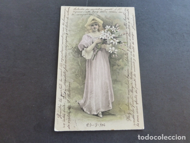 Postales: MUJER CON FLORES POSTAL - Foto 1