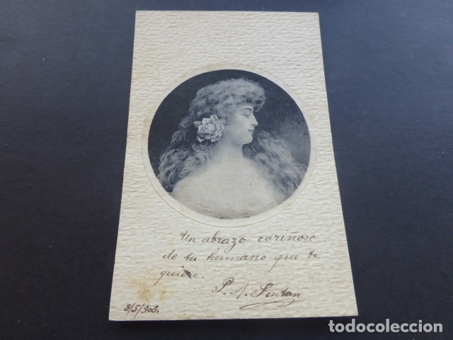 Postales: MUJER ELEGANTE CON ROSA EN EL PELO POSTAL - Foto 1