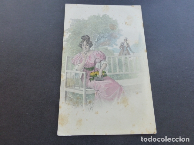 Postales: MUJER ELEGANTE EN PARQUE POSTAL - Foto 1