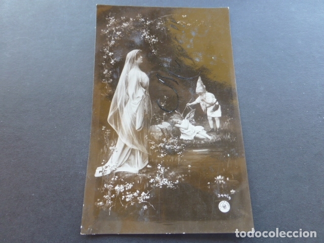 Postales: HADA CON DUENDE Y AMORCILLO POSTAL - Foto 1