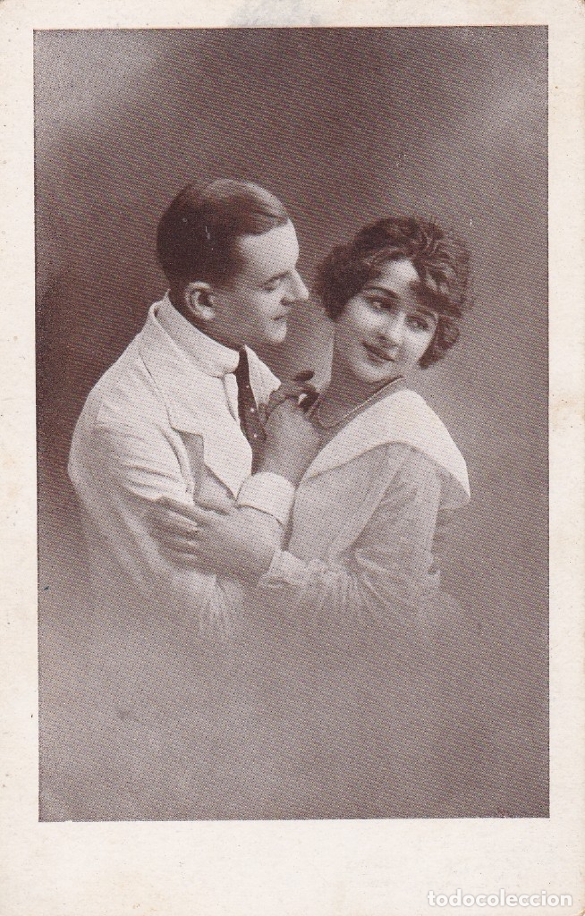 Postais: Pareja enamorada escrita 1947