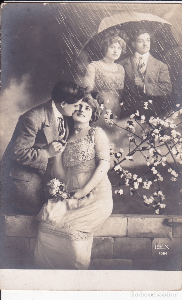 Postales: pareja dos veces fotografiada escrita