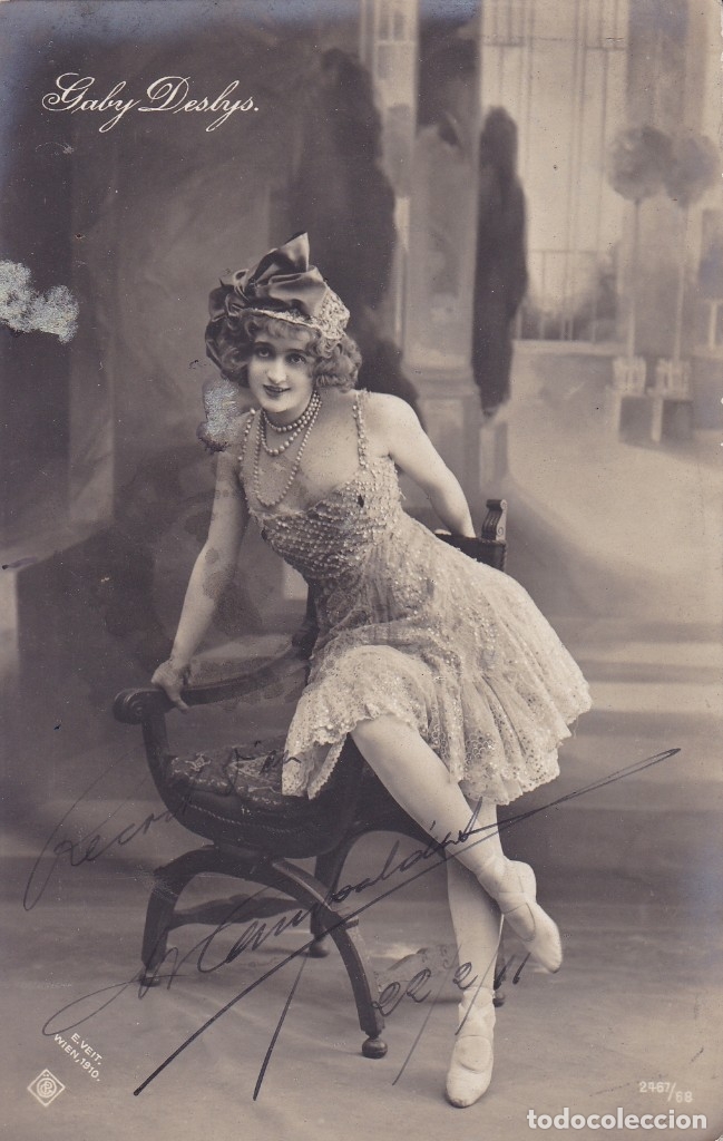 Postkarten: Preciosa se&ntilde;orita Gaby Deslyo E. Veit Wien 1910 escrita a Buenos Aires Argentina