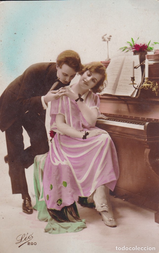 Cartoline: Pareja tocando el piano ed. Leo 290 (sin circular)