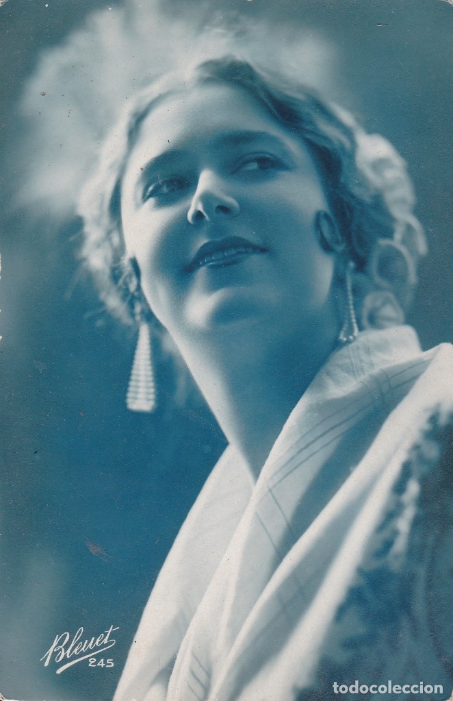 Cartoline: Hermosa se&ntilde;ora vestida de gitana Bleuet circuilada 1924