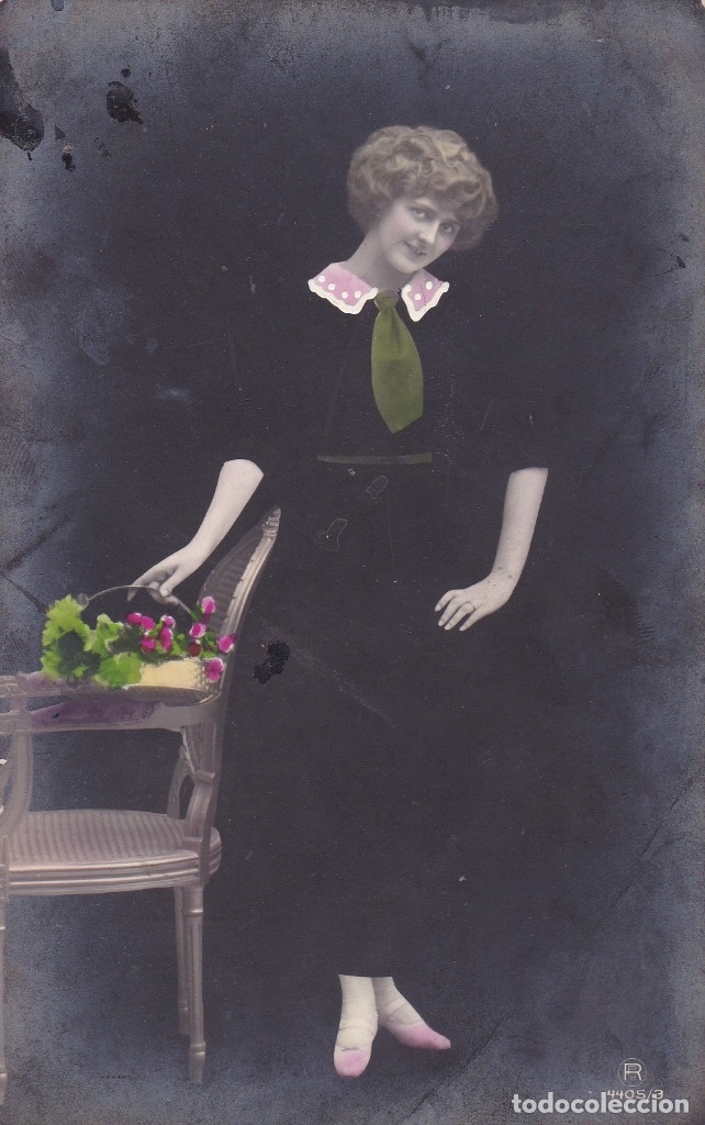 Cartoline: preciosa postal y se&ntilde;orita circulada en 1914