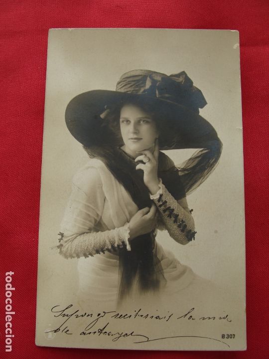 Postais: POSTAL - ROM&Aacute;NTICA - MUJER DE LA &Eacute;POCA CON SU GRAN SOMBRERO - P R A , B 307