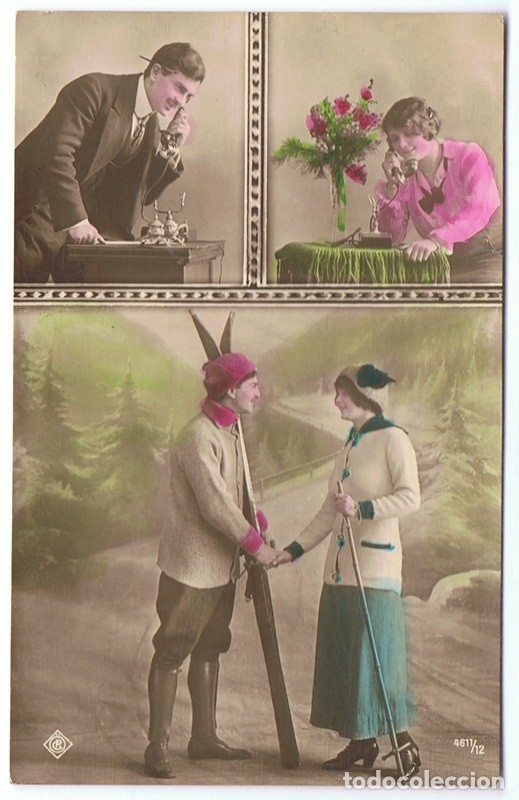 Postales: POSTAL PAREJA ROM&Aacute;NTICA DE &Eacute;POCA - Foto 1