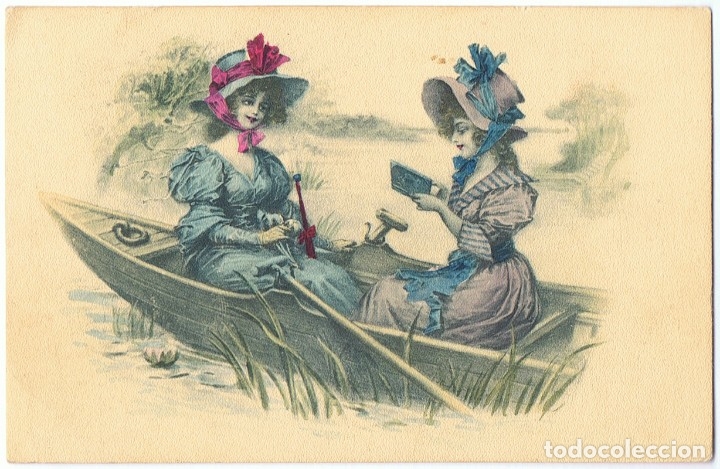Postales: POSTAL MUJERES DE &Eacute;POCA EN CANOA - Foto 1
