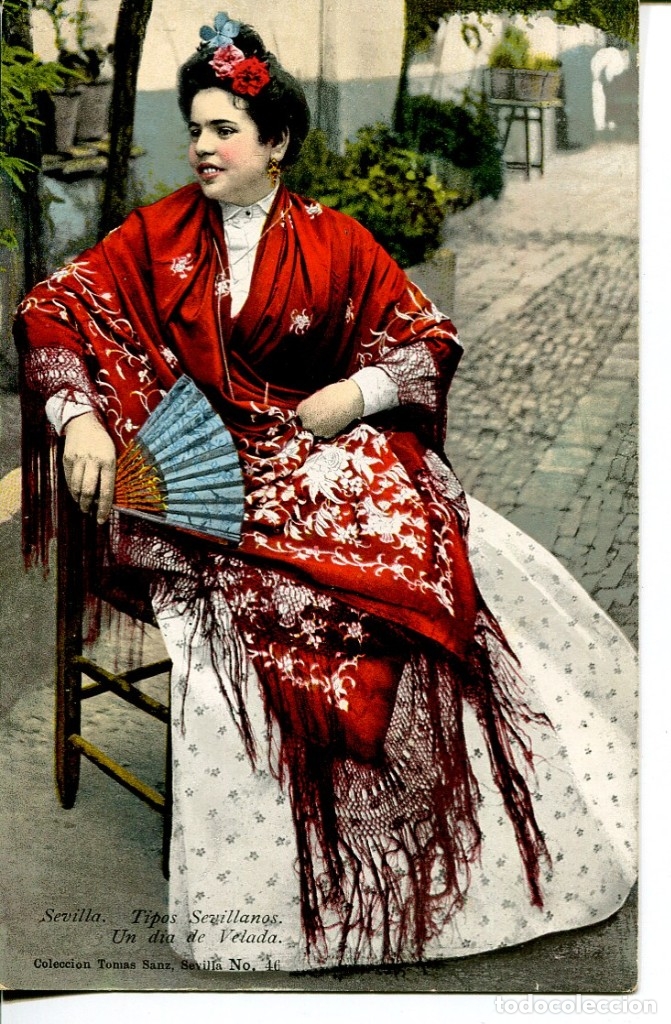 Postales: MUJERES SEVILLANAS-UN DIA DE VELADA-PURGER N&ordm; 1933