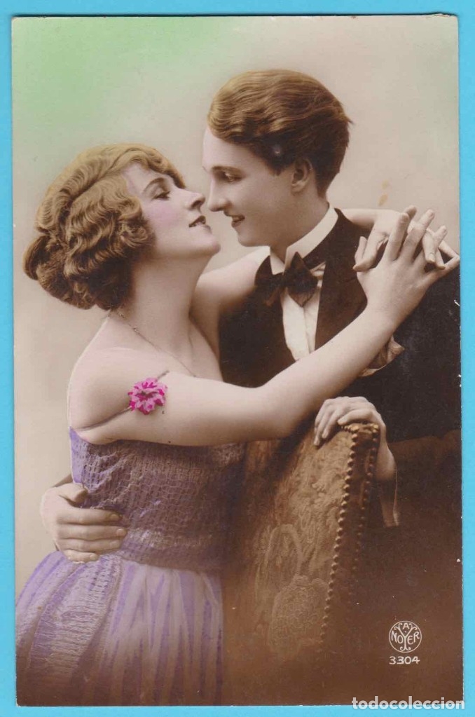 Postcards: PAREJA ROM&Aacute;NTICA. VIRADO EN SEPIA Y COLOREADA. NOYER 3304. ESCRITA EN 1922