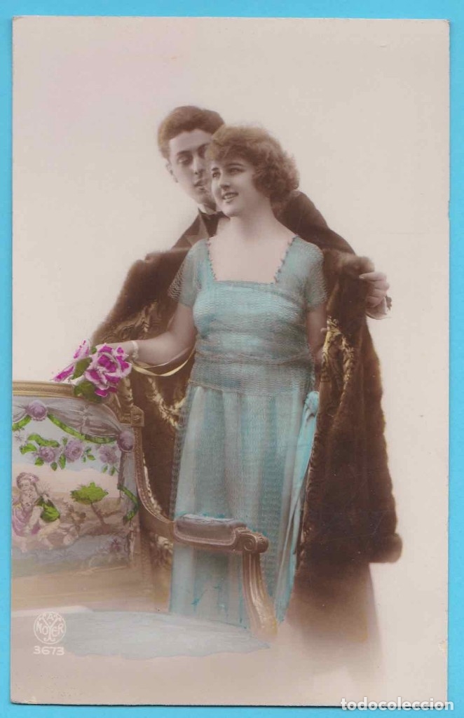 Postkarten: PAREJA ROM&Aacute;NTICA. VIRADO EN SEPIA Y COLOREADA. NOYER 3673. ESCRITA EN 1922