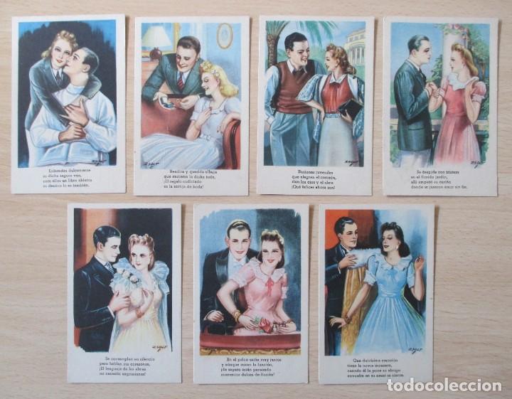Postais: Lote de 7 tarjetas postales antiguas rom&aacute;nticas CMB (Serie n&ordm; 78) ilustradas por Zsolt