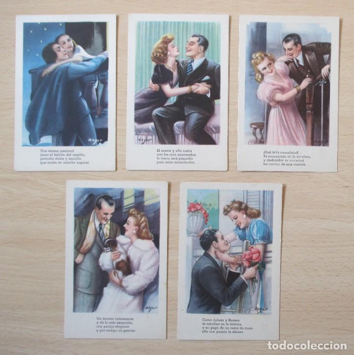 Postais: Lote de 5 tarjetas postales antiguas rom&aacute;nticas CMB (Serie n&ordm; 74) ilustradas por Zsolt