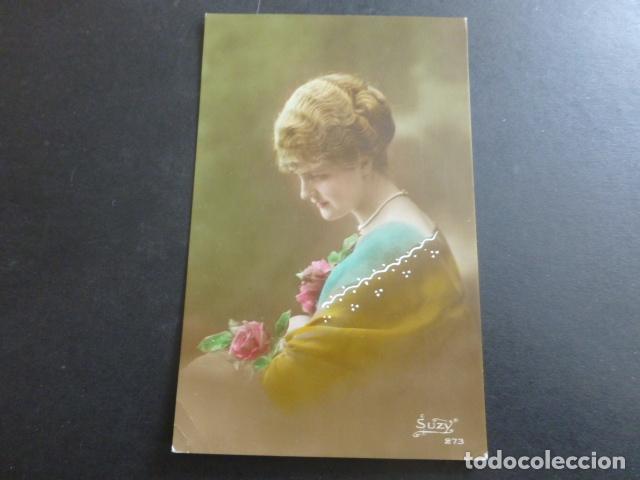 Postales: MUJER CON FLORES POSTAL - Foto 1