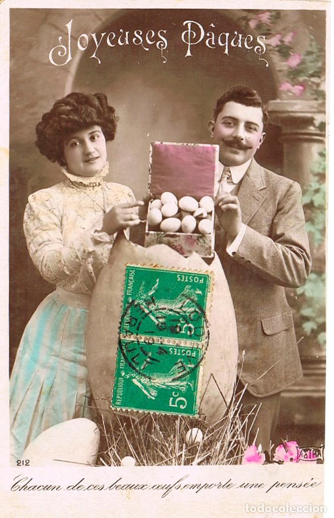 Postales: felices pascuas, Postal circulada en 1919 - Foto 1
