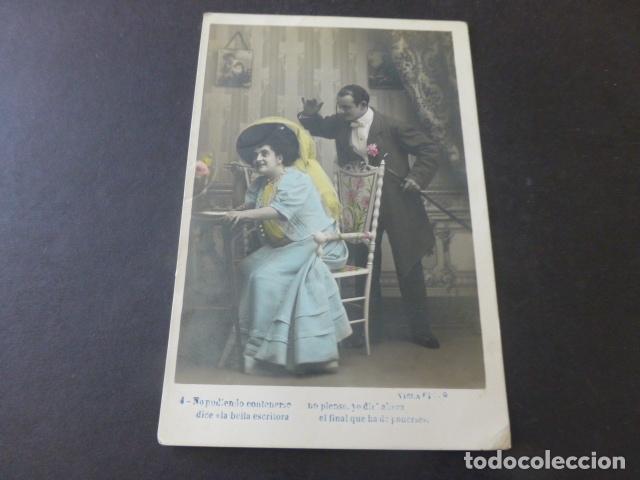 Postkarten: MUJER ESCRITORA Y HOMBRE POSTAL