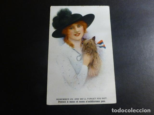 Postales: MUJER CON PERRO POSTAL - Foto 1