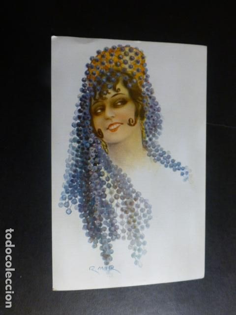 Postais: MUJER CON MANTILLA DE MADRO&Ntilde;OS TIPO ESPA&Ntilde;OL MIR ILUSTRADOR POSTAL