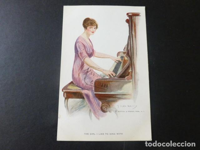 Postales: MUJER TOCANDO EL PIANO POSTAL - Foto 1