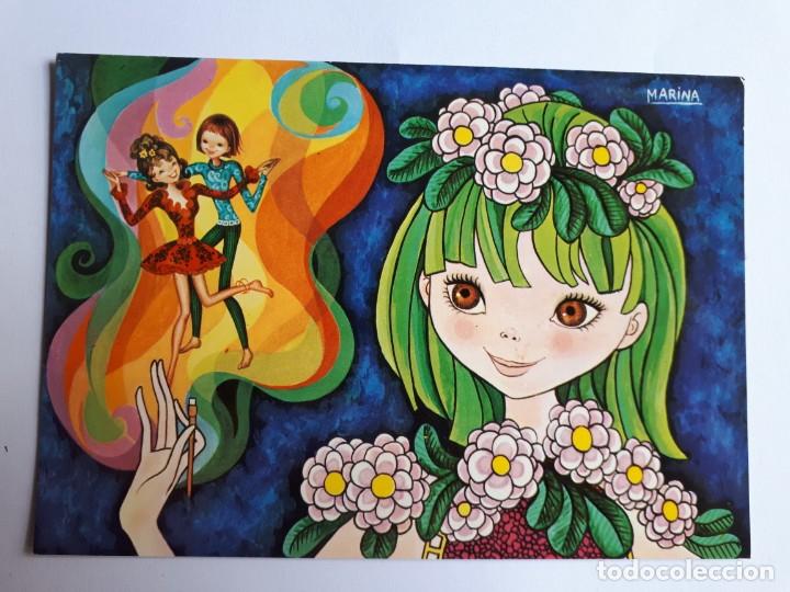 Cartoline: POSTAL FANTASIA ROM&Aacute;NTICA ILUSTRADA POR MARINA. A&Ntilde;OS 70