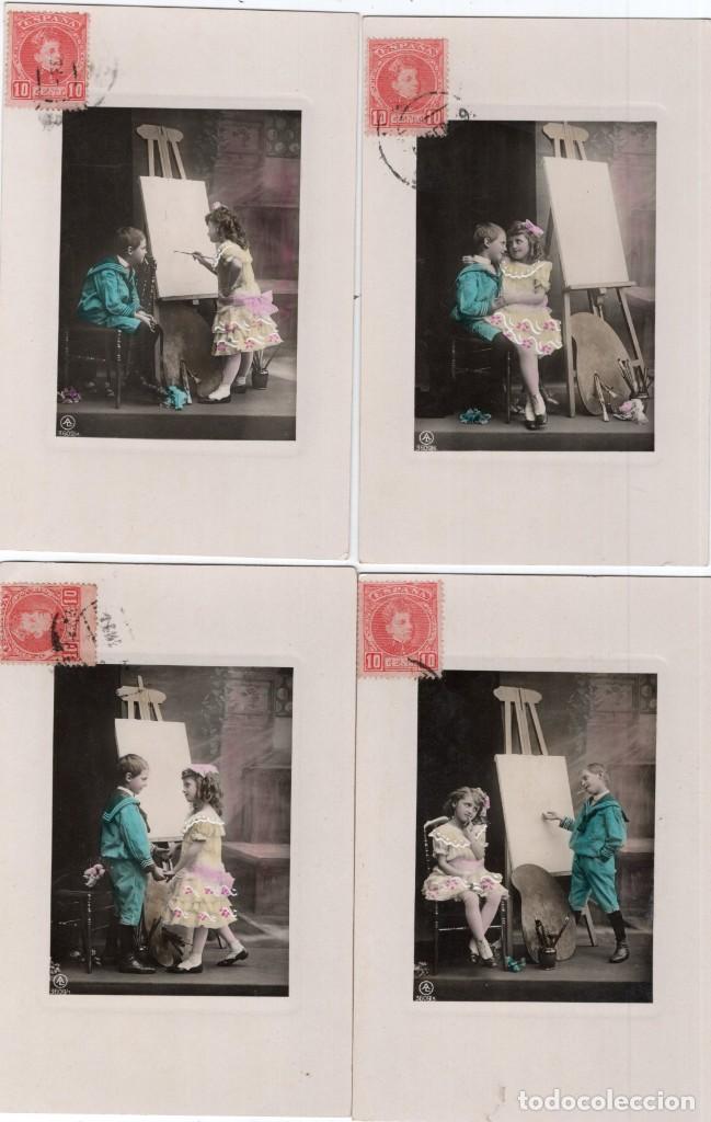 Postais: ni&ntilde;os. conjunto de 5 postales