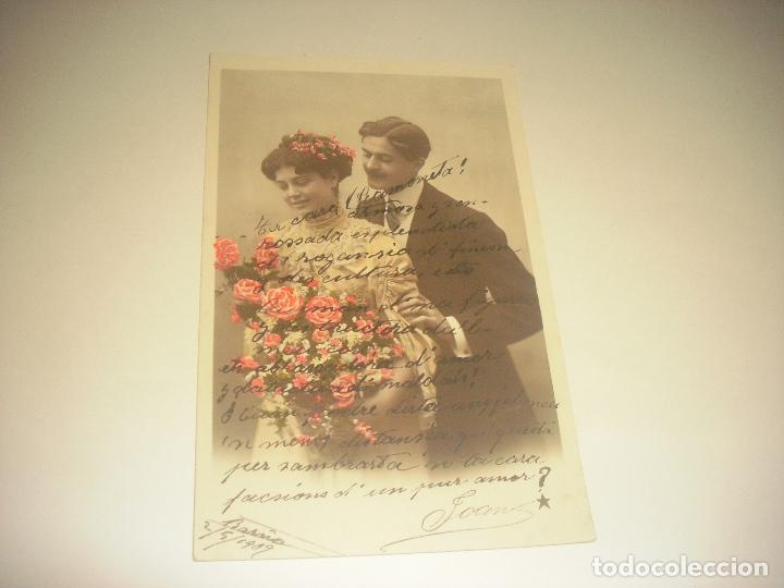 Cartoline: ANTIGUA POSTAL DE PAREJA VBC SERIE 3558. ESCRITA 1909.