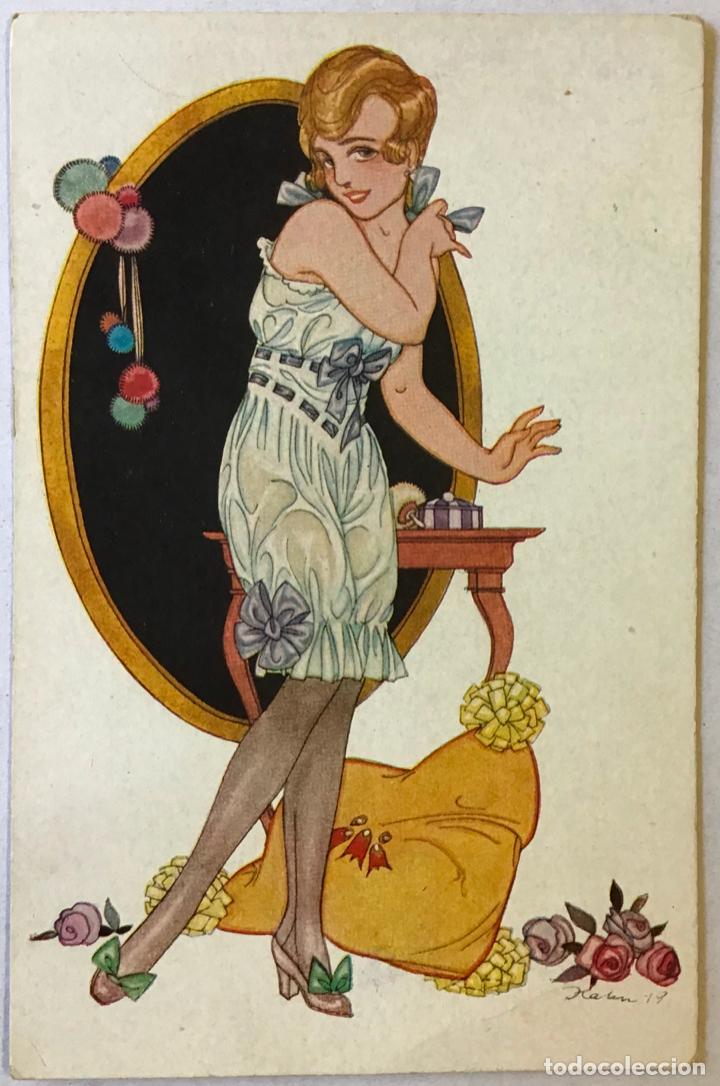 Postkarten: MUJER. POSTAL ILUSTRADA POR KAHN.
