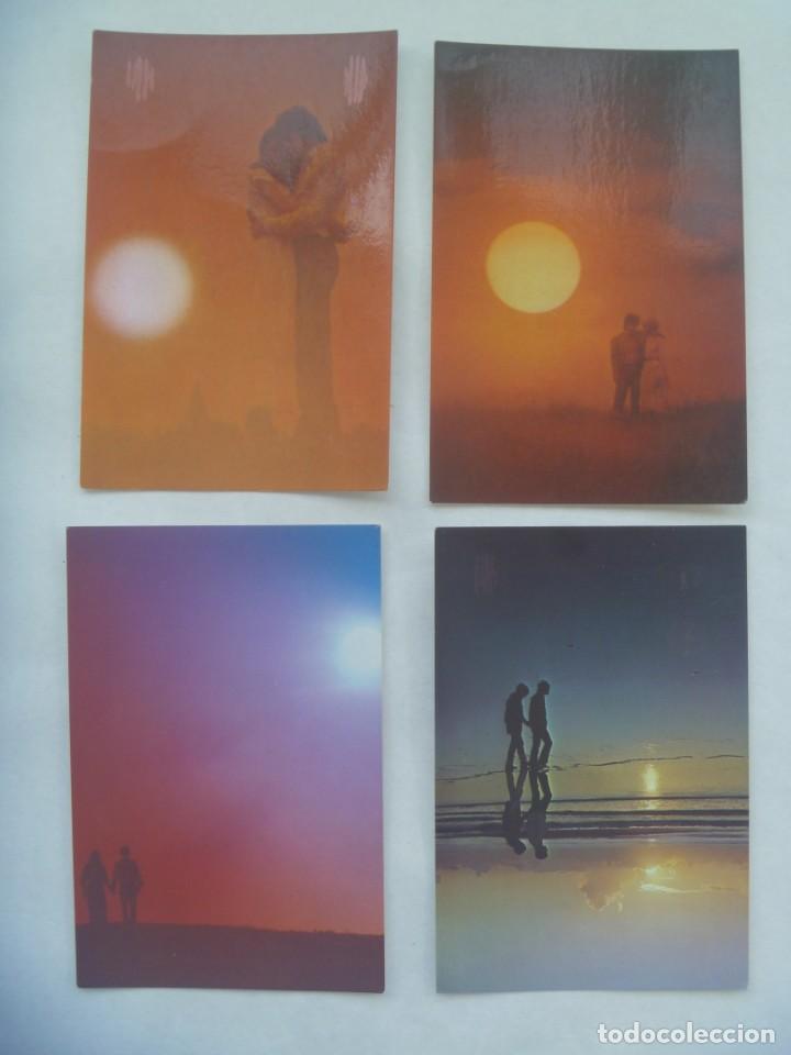 Postcards: LOTE DE 4 POSTALES GALANTES DE PAREJAS CON BELLOS ATARDECERES DE FONDO