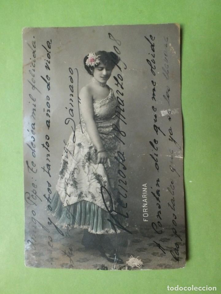 Postais: ANTIGUA FOTO POSTAL DE LA CUPLETISTA FORNARINA CIRCULADA ESCRITA 1908