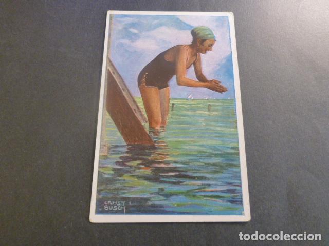 Cartoline: MUJER BA&Ntilde;ANDOSE POSTAL CROMOLITOGRAFICA ERNST BUSCH ILUSTRADOR