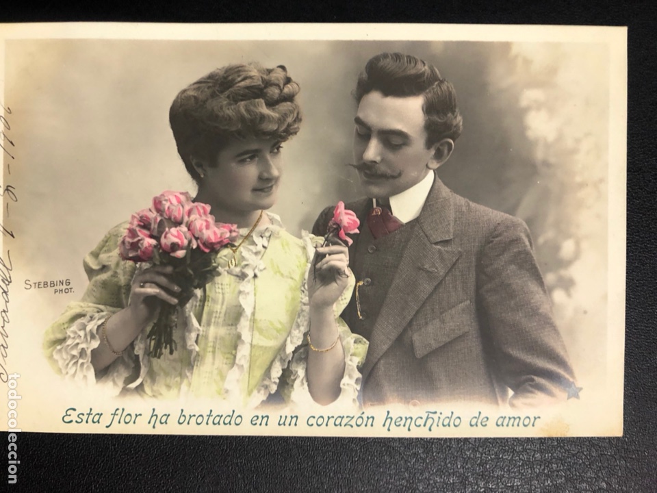 Postales: Tarjeta postal pareja con flores.Stebbing