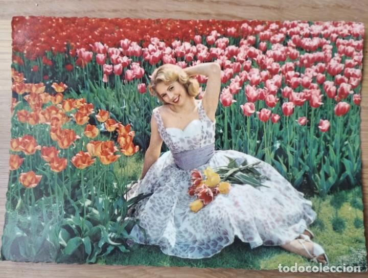 Postais: SE&Ntilde;ORITA ENTRE FLORES