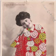 Postales: CONCHITA LEDESMA - POSTAL ILUMINADA Y BORDADA - MATEOS (BARCELONA) 1912 - ARTISTA CUPLETISTA TEATRO