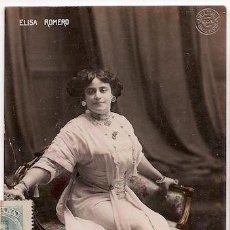 Postales: ELISA ROMERO - POSTAL ILUMINADA - FOTO BELTRÁ (BARCELONA) 1905 - ARTISTA CUPLETISTA TEATRO