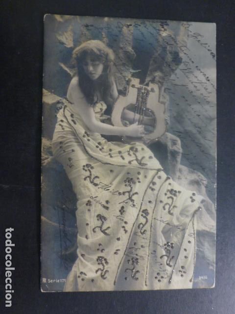 Postales: MUJER TOCANDO ARPA POSTAL - Foto 1