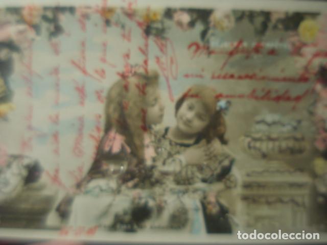 Postais: PRECIOSA POSTAL ROM&Aacute;NTICA CON NI&Ntilde;OS Y PURPURINA - A&Ntilde;OS 1900 - CIRCULADA SIN SELLO