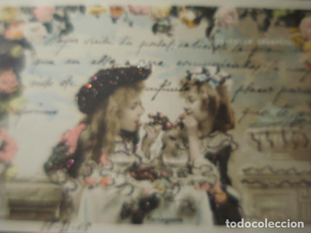 Postais: PRECIOSA POSTAL ROM&Aacute;NTICA CON NI&Ntilde;OS Y PURPURINA - A&Ntilde;OS 1900 - CIRCULADA SIN SELLO