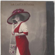 Postales: POSTAL ILUMINADA CONSUELO BAÍLLO «LA CASTA SUSANA» ESPLUGAS BARCELONA ZARZUELA OPERETA SOPRANO 1912