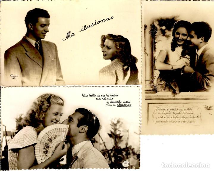 Postais: Que bonito es el amor - Lote de 3 postales escritas y besadas - 135x87 mm - Que m&aacute;s decir!!!