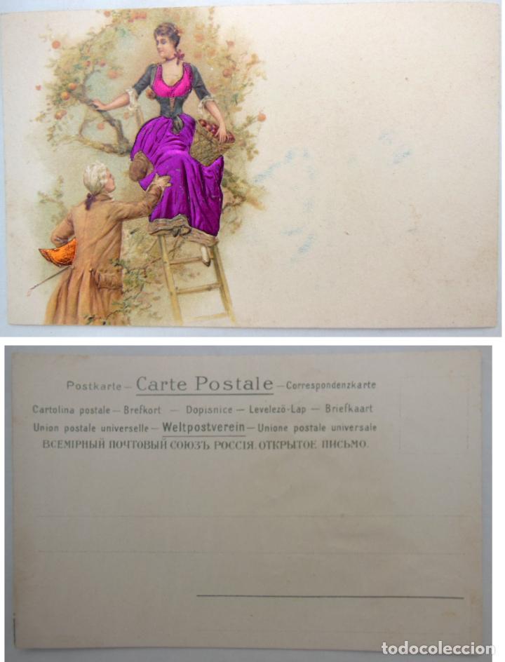 Postales: Antigua Postal - Old Postcard : RECOGIENDO FRUTA (en relieve)