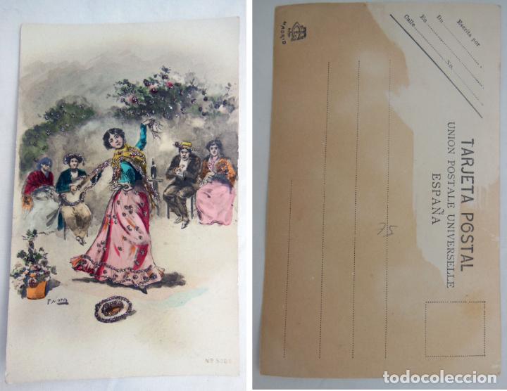 Postales: Antigua Postal - Old Postcard : BAILAORA (con purpurina) Firma: F MOTA. TG Madrid, N&ordm; 5008
