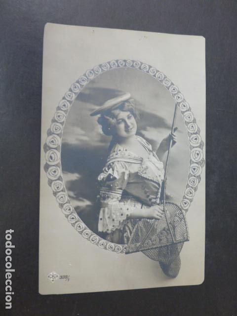 MUJER PERSCADORA POSTAL 1908