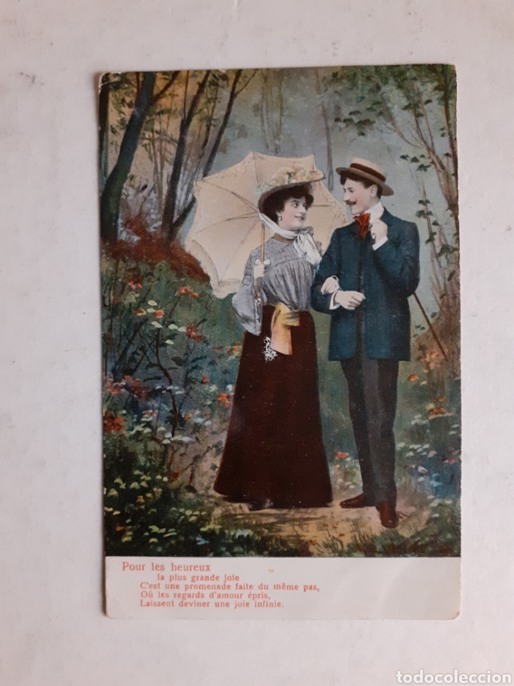 Postkarten: Postal galanteo. Francia. Circulada y matasellada. 1920.